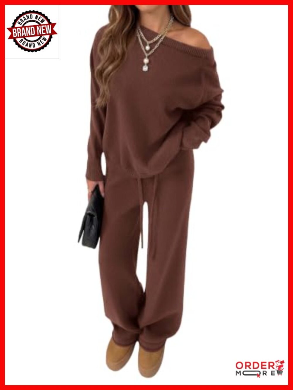 Womens Two Piece Sweater Set with Wide Leg Pants Loungewear